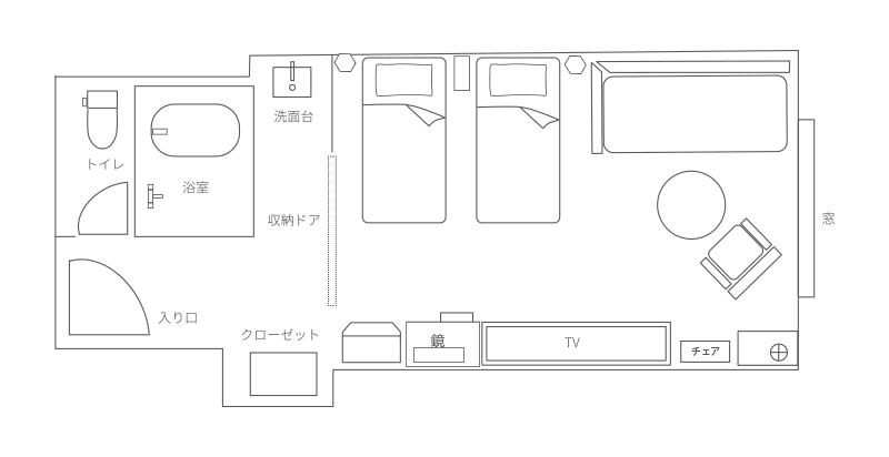 俱樂部房佈置範例 - 俱樂部豪華雙床間